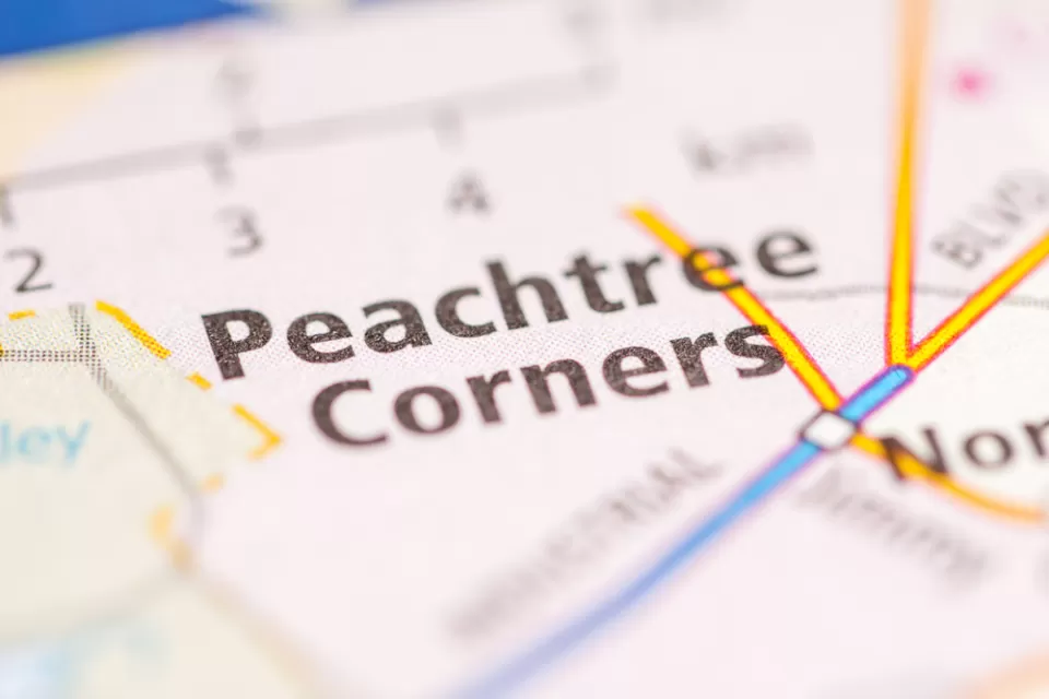 Map with Peachtree Corners label